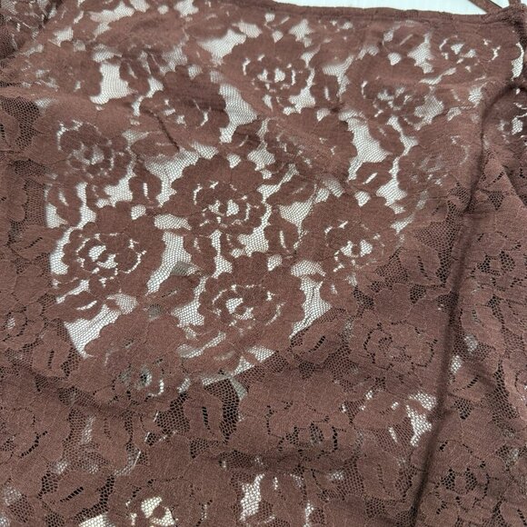 Anthropologie Brown Lace Slip Maxi Dress M NWT Boho Fall Romantic Unlined - Picture 7 of 9